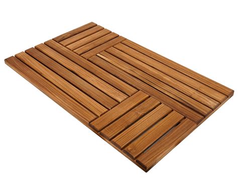 Utoplike Teak Wood Bath Mat 80 6 X 50 8 Cm Large Wooden Shower Mat For