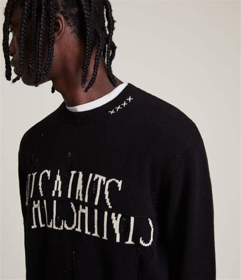 ALLSAINTS US: Mens Vandal Saints Crew Sweater (black)【2024】