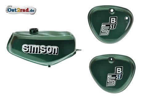 Tank Set Mit Seitendeckel S51 S70 ForestGreen Metallic Versiegelt Mit