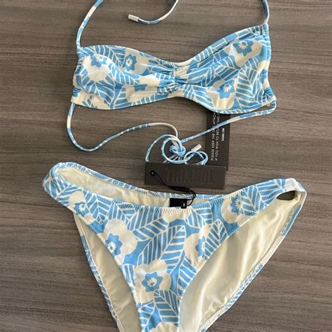 Triangl Swimwear Swim Triangl Floral Blue Bikini Set Bottoms Large