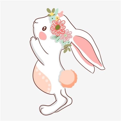 Rabbit Ears Hd Transparent, Jumping Rabbit Long Ears Pink Flowers ...