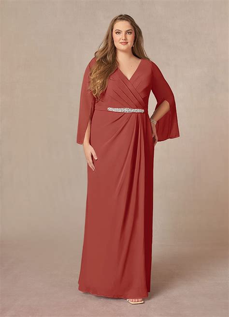 Terracotta Azazie Belinda Robe A Ligne En Mousseline De Soie Col V