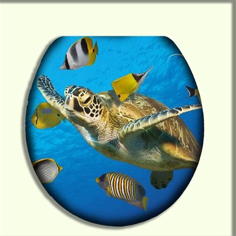 Sea Turtle Swimming With Fish Toilet Seat By Citydwellersboutique