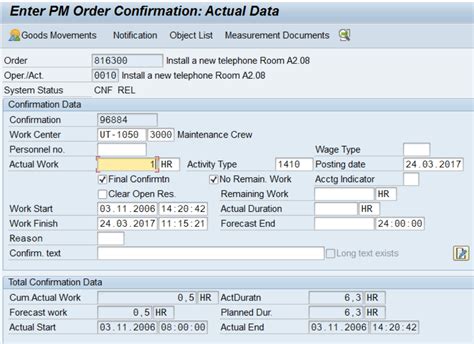 SAP Maintenance Order Management