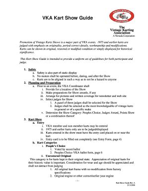 Fillable Online Vka Kart Show Guide Vintage Karting Association Fax