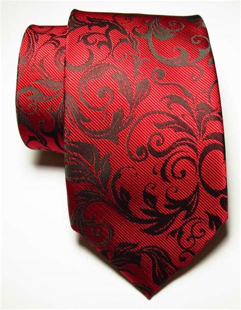 New Classic Paisley Red Black JACQUARD WOVEN Silk Men S Tie Necktie EBay