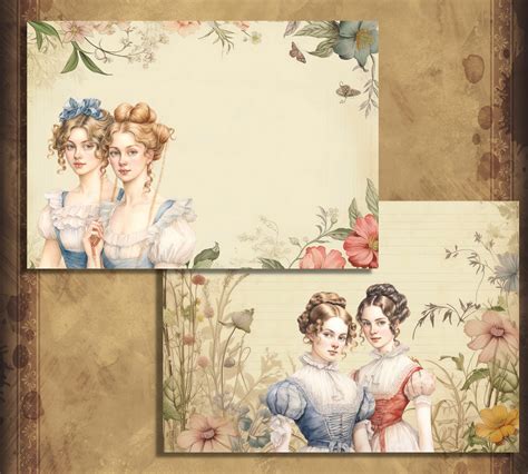 Printable Sense And Sensibility Digital Paper Victorian Ephemera Jane