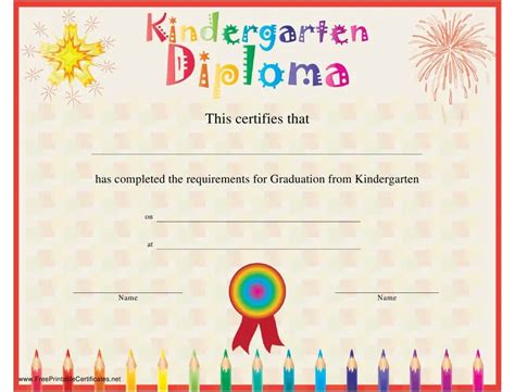 Kindergarten Certificate Free Printable Print Templates Calendar