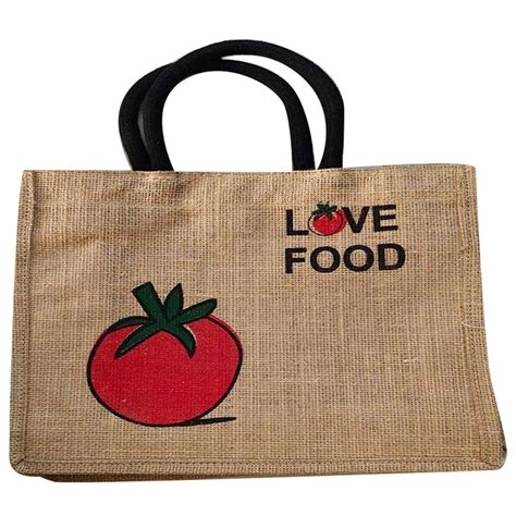 Brown Printed Love Food Shopping Jute Bag Size 11x 10 X 6 Inch At Rs