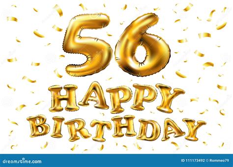 Vector Happy Birthday 56th Celebration Gold Balloons And Golden