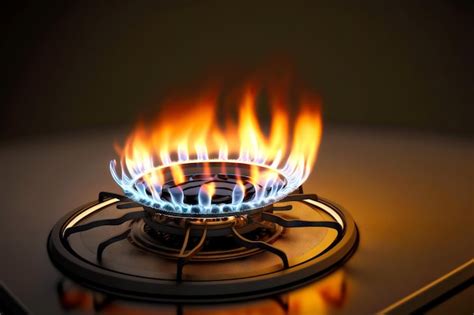 Premium Photo Flame Burning On Gas Kitchen Stove For Cooking