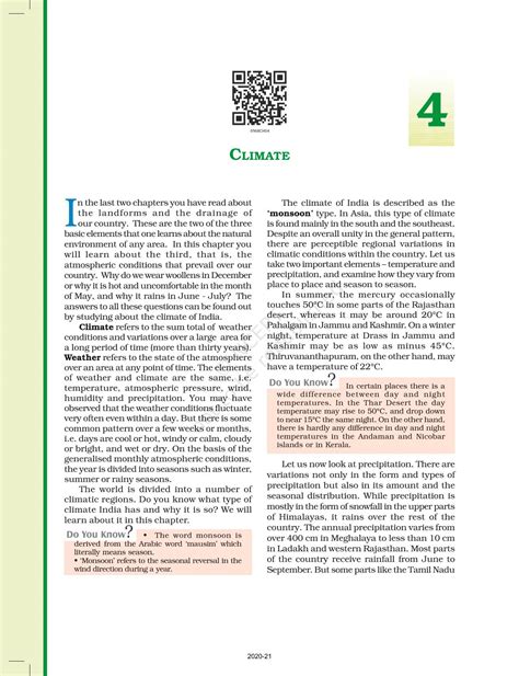 Climate NCERT Book Of Class 9 Geography Contemporary India I