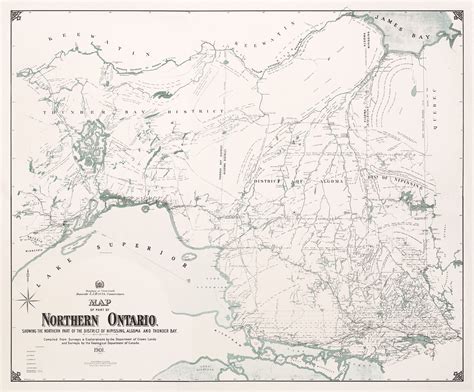 Northern Ontario 1901 Department Of Crown Land Survey Map Grand