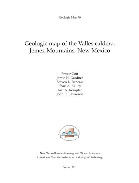 Geologic Map Of The Valles Caldera Jemez Mountains New Mexico DocsLib