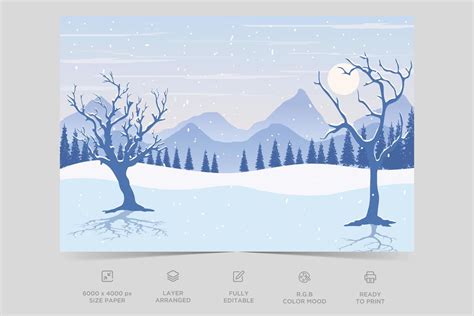 Winter ice mountain landscape. Holiday winter landscape. Abstract flat ...