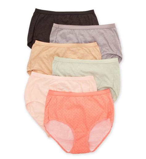 Women S Hanes 40H6CC Cotton Brief Panty 6 Pack Moonlight Nude Buff 6 Walmart