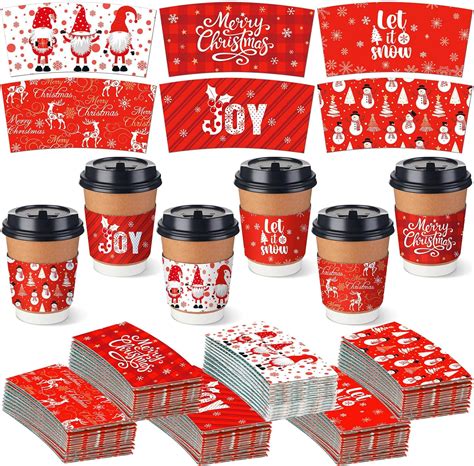 Amazon Hushee 180 Pcs Christmas Coffee Tea Cup Sleeves Winter