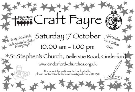 Craft Fayre Saturday 17 October Cinderford Churches