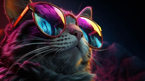 Premium AI Image | cat with sun glasses HD wallpaper photographic image