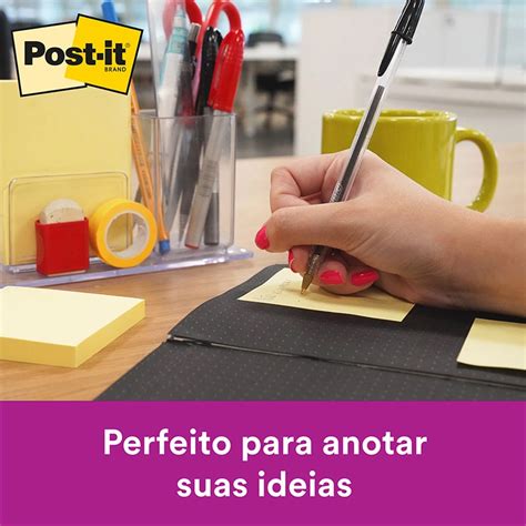 Bloco De Notas Super Adesivas Post It Amarelo X Mm Folhas M