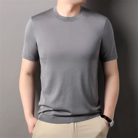 Conomie En Tricot Lyocell Pur Pour Hommes T Shirts Doux Col Rond