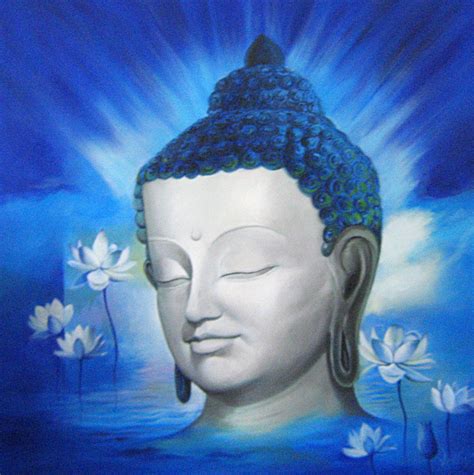 Buy Blue Buddha - Handpainted Art Painting - 32in X 32in - Spiritual ...