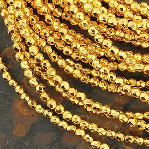 True Mm K Gold Plated Czech Firepolish Beads Czech Firepolish