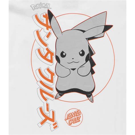 Santa Cruz X Pok Mon Sc Pikachu Black White T Shirt