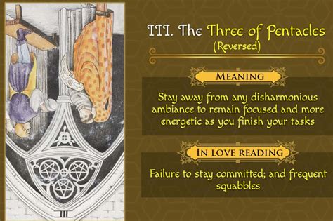 Three Of Pentacles Tarot Card Upright And Reversed Meanings Off