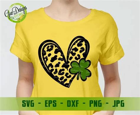 Lucky Leopard Heart Svg St Patricks Day Svg Shamrock Svg Clover Svg