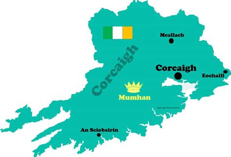 Cork county map with towns and flag