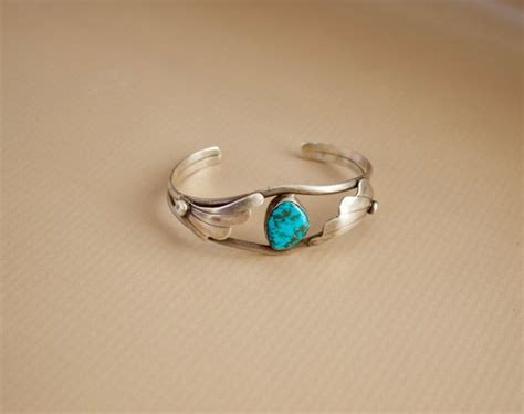 Beautiful Navaho Turquoise And Silver Cuff Bracelet Gem