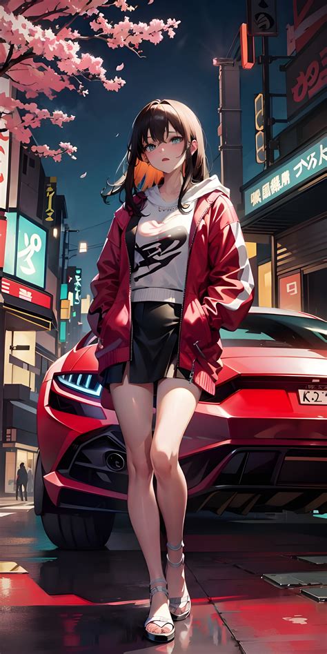 Cool Anime Girl with Car Phone Wallpaper HD - MyWallpapers.in