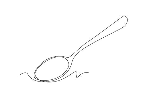 Premium Vector Single One Line Drawing Spoon Tableware Concept