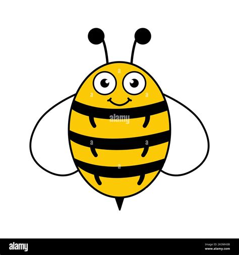 Lindo Personaje De Abeja Dibujo Animado Abeja Voladora Feliz Con Ojos