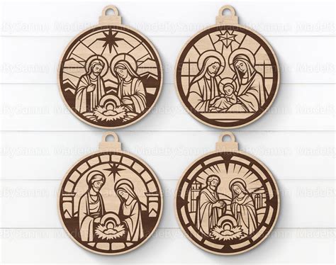 Christmas Nativity Scene Baubles Svg Christmas Glowforge Svg Nativity