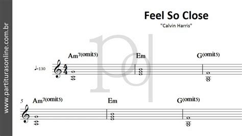 Feel So Close ♪ Calvin Harris Partitura Youtube