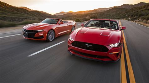 Motor Trend compares 2019 Mustang GT Convertible vs Camaro SS ...