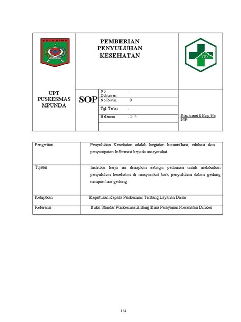 Sop Pemberian Penyuluhan Kesehatan Pdf