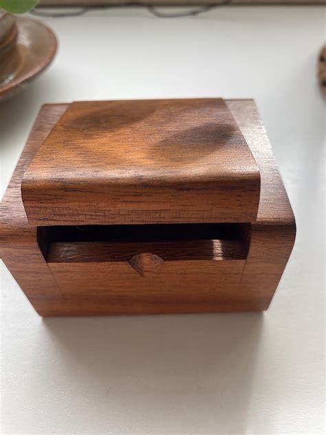 vintage wood miniature trinket hinged box etsy