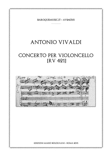 Cello Concerto In A Minor RV 421 Vivaldi Antonio IMSLP