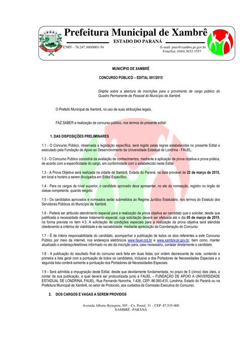 PDF Prefeitura Municipal de Xambrê EnfConcursos todas as suas