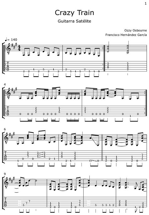 Crazy Train - Sheet music for Electric Guitar