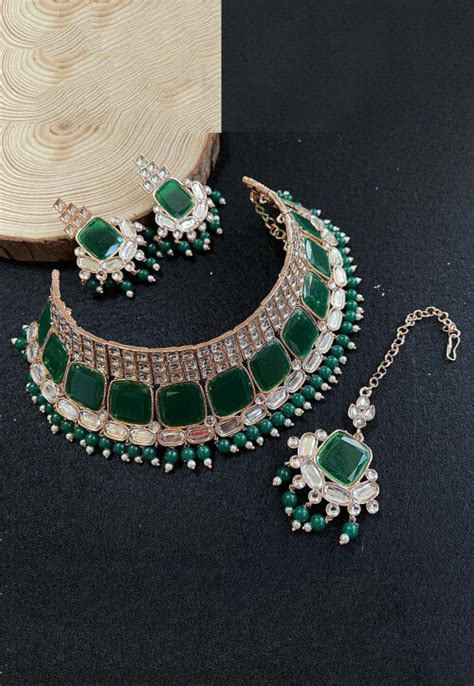 Buy Stone Studded Choker Necklace Set Online Jnv Utsav Fashion