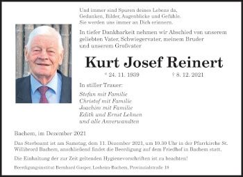 Traueranzeigen Von Kurt Josef Reinert Saarbruecker Zeitung Trauer De