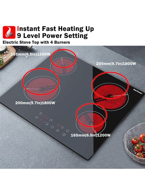 Karinear Drop In 4 Burner Electric Cooktop 24 Inch Electric Radiant