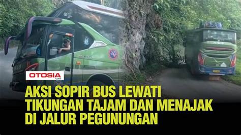 Aksi Terampil Sopir Bus Di Jalur Pegunungan Melibas Tikungan Tajam Dan