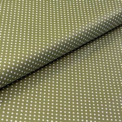 Toile cirée coton enduit Téflon mini pois olive blanc