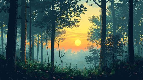 Pixel Art Style Forest with a Sunrise by SubtleRealityShift on DeviantArt