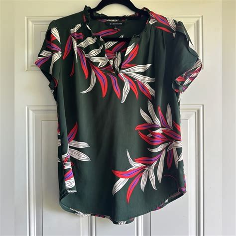 Hawthorn Tops Hawthorn Green Blouse With Floral Print Poshmark